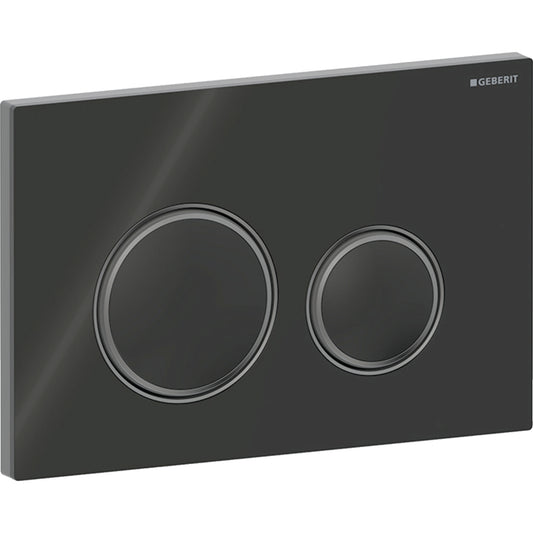 Geberit Sigma50 Betätigungsplatte, rund, 2-Mengen-Spülung (schwarzchrom gebürstet/schwarz Glas)