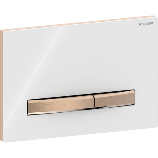 Geberit Sigma50 Betätigungsplatte, eckig, 2-Mengen-Spülung (rotgold gebürstet/weiß glänzend)