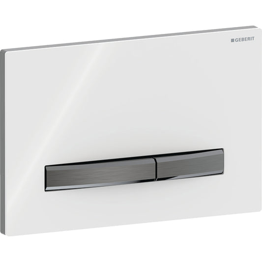 Geberit Sigma50 Betätigungsplatte, eckig, 2-Mengen-Spülung (schwarzchrom gebürstet/weiß glänzend)