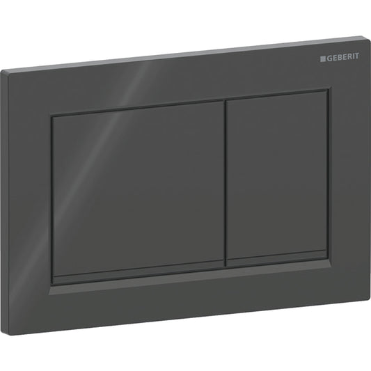 Geberit Omega20 Betätigungsplatte, eckig, 2-Mengen-Spülung (schwarz glänzend/schwarz matt)