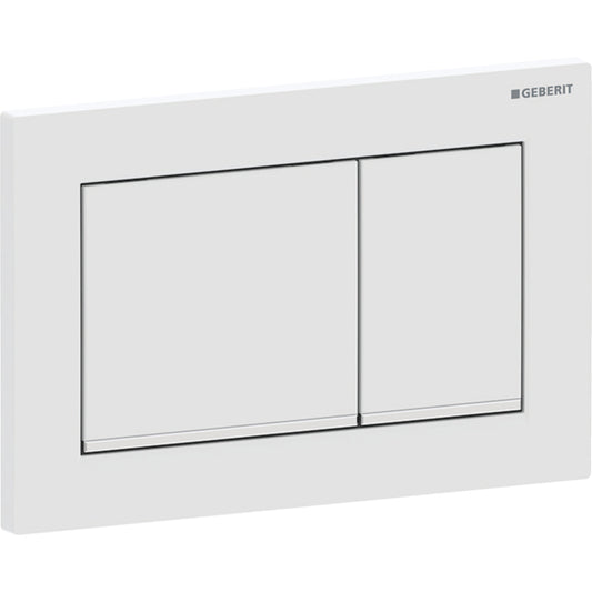 Geberit Omega20 Betätigungsplatte, eckig, 2-Mengen-Spülung (weiß matt/chrom glänzend)
