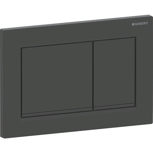 Geberit Omega20 Betätigungsplatte, eckig, 2-Mengen-Spülung (schwarz matt/schwarz glänzend)