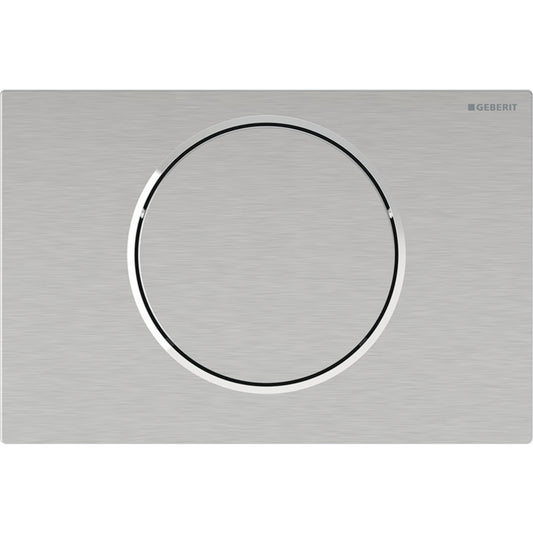 Geberit WC-Steuerung elektronisch, Netzbetrieb, mit Sigma10 Betätigungsplatte, rund, für Stützklappgriff, 1-Mengen-Spülung (Edelstahl gebürstet/poliert)