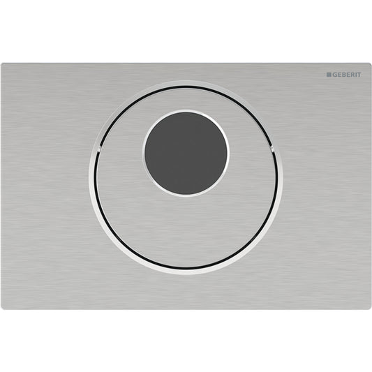 Geberit WC-Steuerung elektronisch, Netzbetrieb, mit Sigma10 Betätigungsplatte, rund, automatisch/berührungslos/manuell, 2-Mengen-Spülung (Edelstahl gebürstet/poliert)