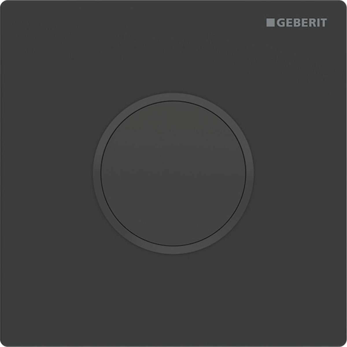 Geberit Urinalsteuerung mit elektronischer Spülauslösung, Netzbetrieb, Typ 10 Abdeckplatte, rund (schwarz matt/schwarz glänzend)