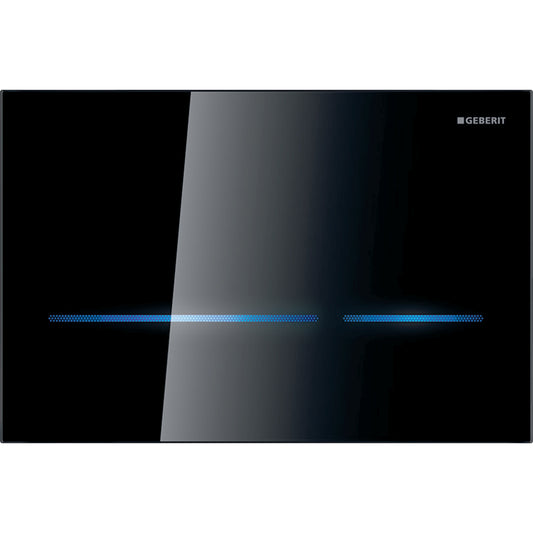 Geberit WC-Steuerung elektronisch, Netzbetrieb, mit Sigma80 Betätigungsplatte, eckig, berührungslos (schwarz/Glas)