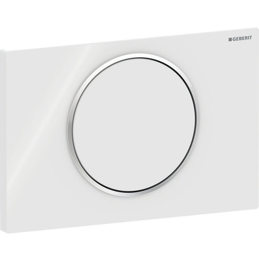Geberit Sigma10 Betätigungsplatte, rund, Spül-Stopp-Spülung (weiß glänzend/chrom glänzend)