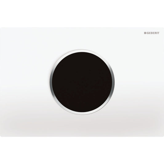 Geberit WC-Steuerung elektronisch, Netzbetrieb, mit Sigma10 Betätigungsplatte, rund, berührungslos, 2-Mengen-Spülung (weiß-alpin glänzend/chrom glänzend)
