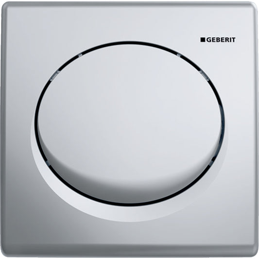 Geberit Basic Urinalsteuerung mit pneumatischer Spülauslösung, Betätigungsplatte rund, Kunststoff (chrom matt)