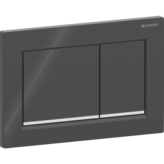 Geberit Omega20 Betätigungsplatte, eckig, 2-Mengen-Spülung (schwarz glänzend/chrom glänzend)