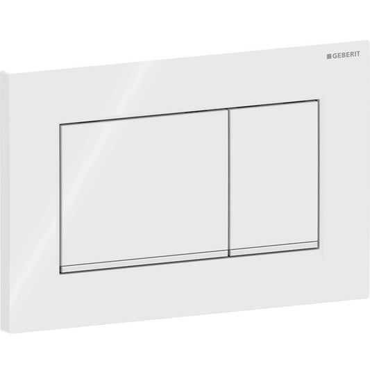 Geberit Sigma20 Betätigungsplatte, eckig, 2-Mengen-Spülung (weiß glänzend/chrom glänzend)