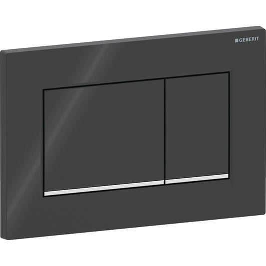 Geberit Sigma20 Betätigungsplatte, eckig, 2-Mengen-Spülung (schwarz glänzend/chrom glänzend)