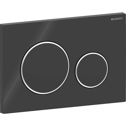Geberit Sigma20 Betätigungsplatte, rund, 2-Mengen-Spülung (schwarz glänzend/chrom glänzend)