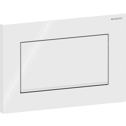 Geberit Sigma10 Betätigungsplatte, eckig, Spül-Stopp-Spülung, verschraubbar (weiß glänzend/chrom glänzend)