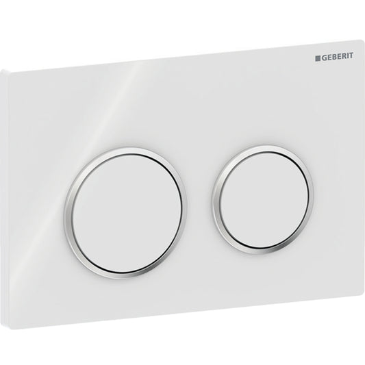 Geberit Omega20 Betätigungsplatte, rund, 2-Mengen-Spülung (weiß glänzend/chrom glänzend)