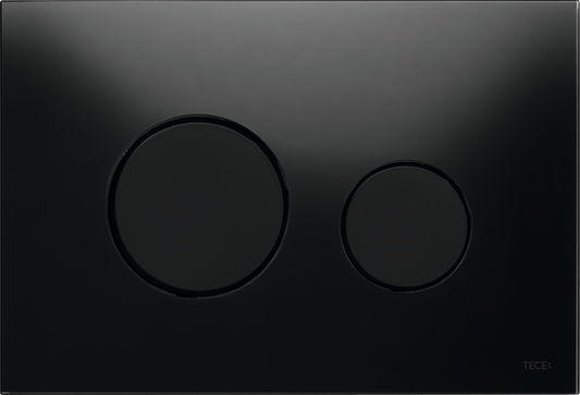 TECEloop WC-Betätigungsplatte Glas, Zweimengentechnik (Glas schwarz glänzend, Tasten schwarz glänzend)
