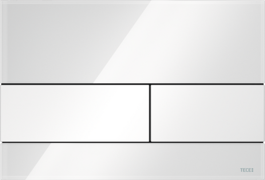 TECEsquare WC-Betätigungsplatte Glas, Zweimengentechnik (Glas weiß glänzend, Tasten weiß glänzend)